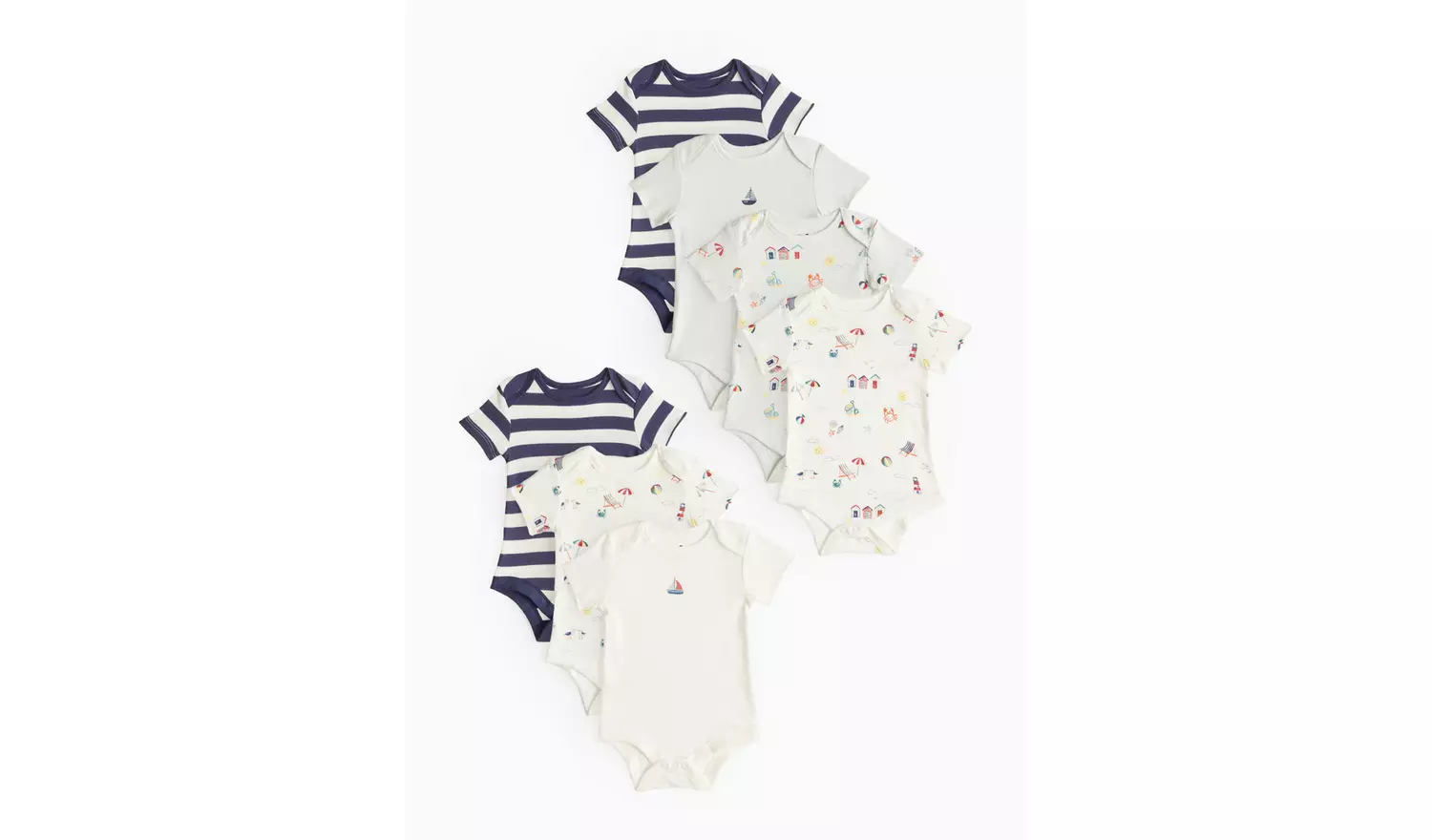 Seaside Print Short Sleeve Bodysuit 7 Pack3-6 months