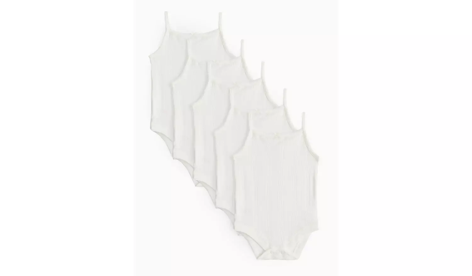 White Pointelle Strappy Bodysuit 5 Pack Tiny Baby