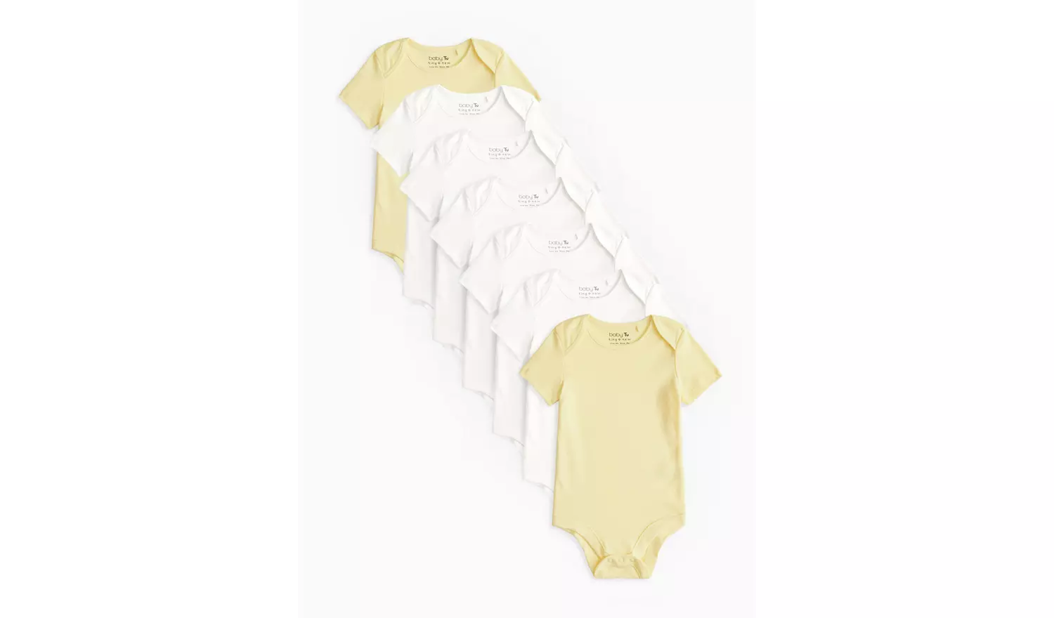 White & Yellow Short Sleeve Bodysuit 7 Pack 3-6 months