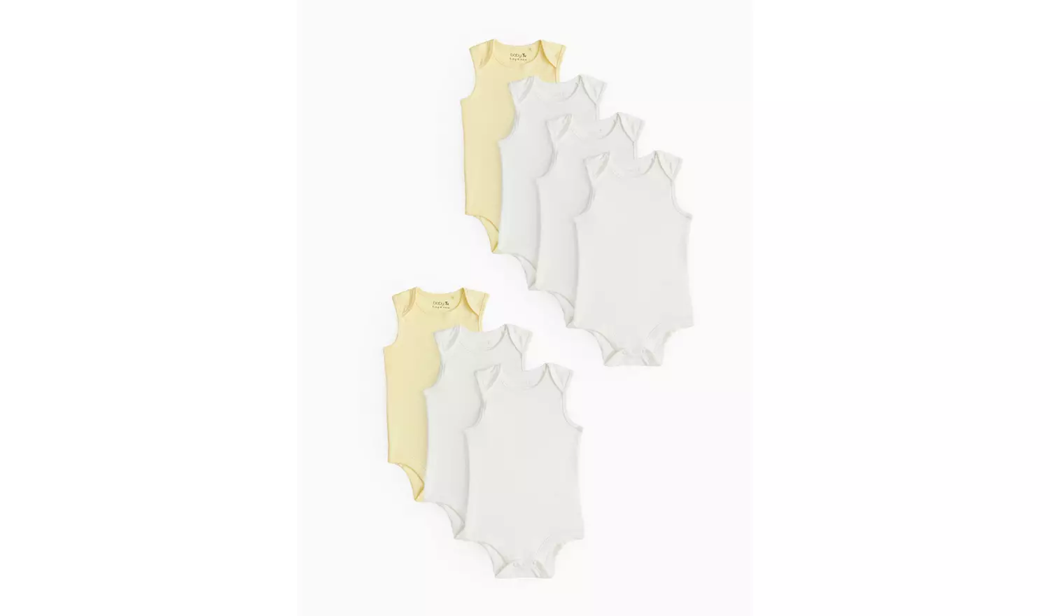 White & Yellow Sleeveless Bodysuit 7 Pack 2-3 years