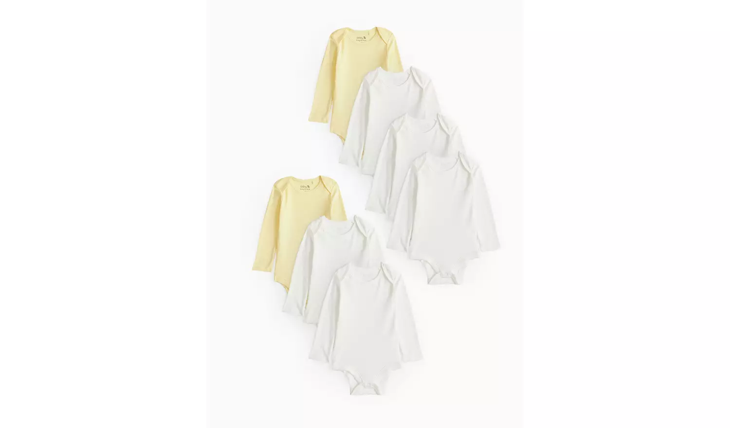 White & Yellow Long Sleeve Bodysuit 7 Pack 2-3 years