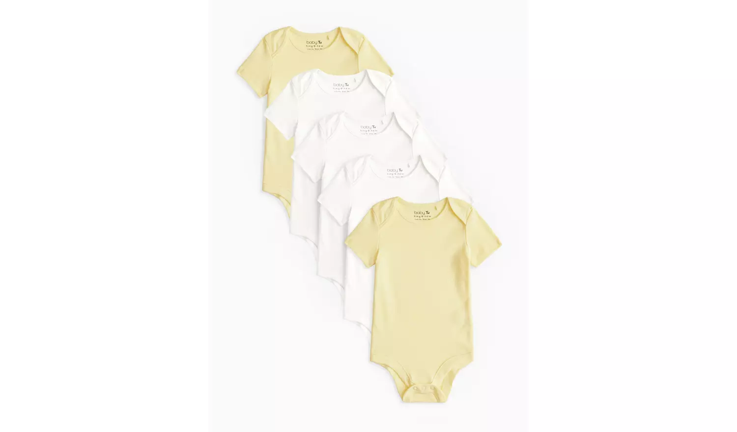 White & Yellow Short Sleeve Bodysuit 5 Pack Tiny Baby