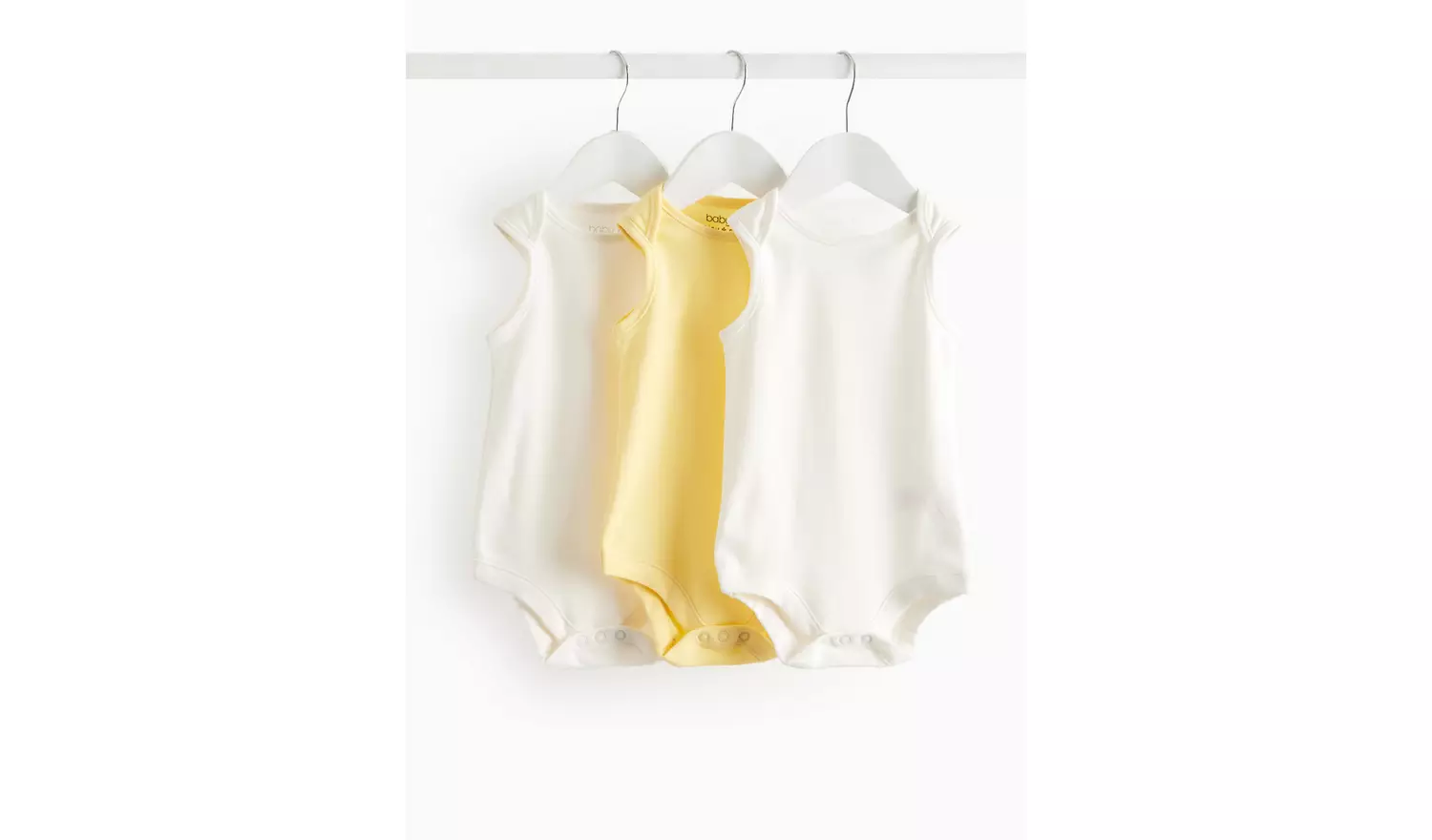 White & Yellow Sleeveless Bodysuit 3 Pack 12-18 months