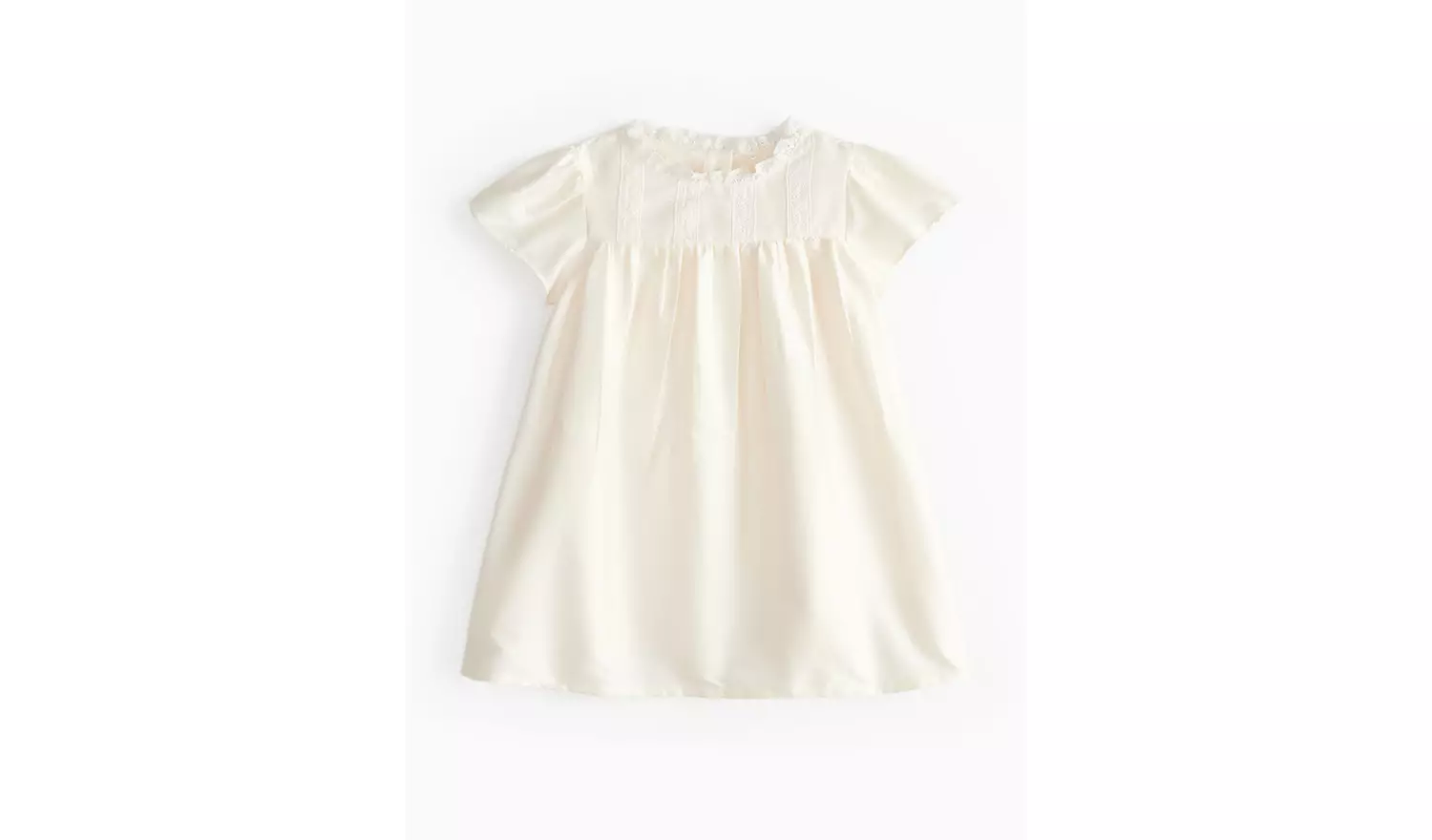Ivory Satin Lace Detail Christening Dress Up to 3 mths
