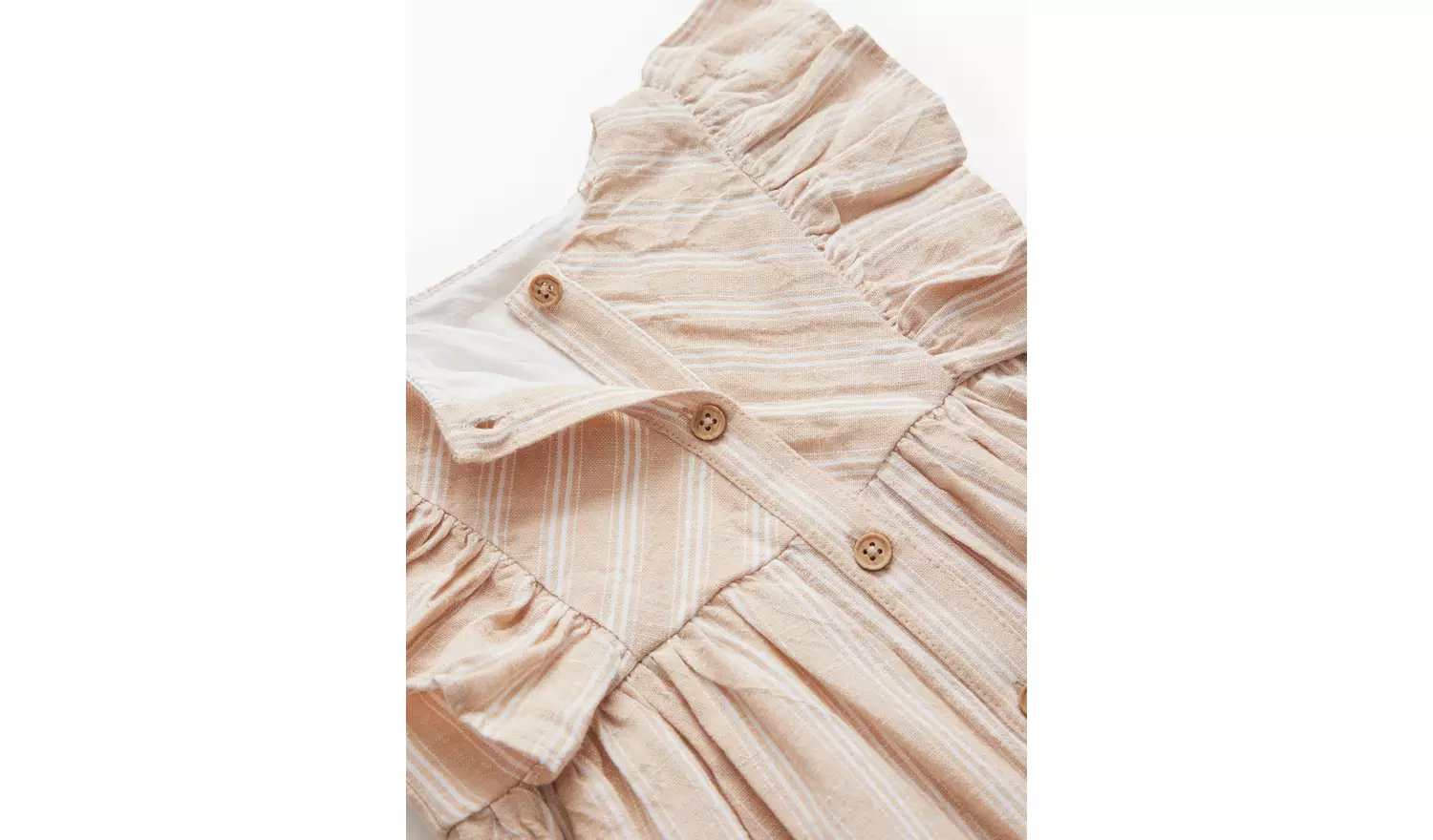 Beige Stripe Frill Dress & Bow Headband Set Up to 3 mths