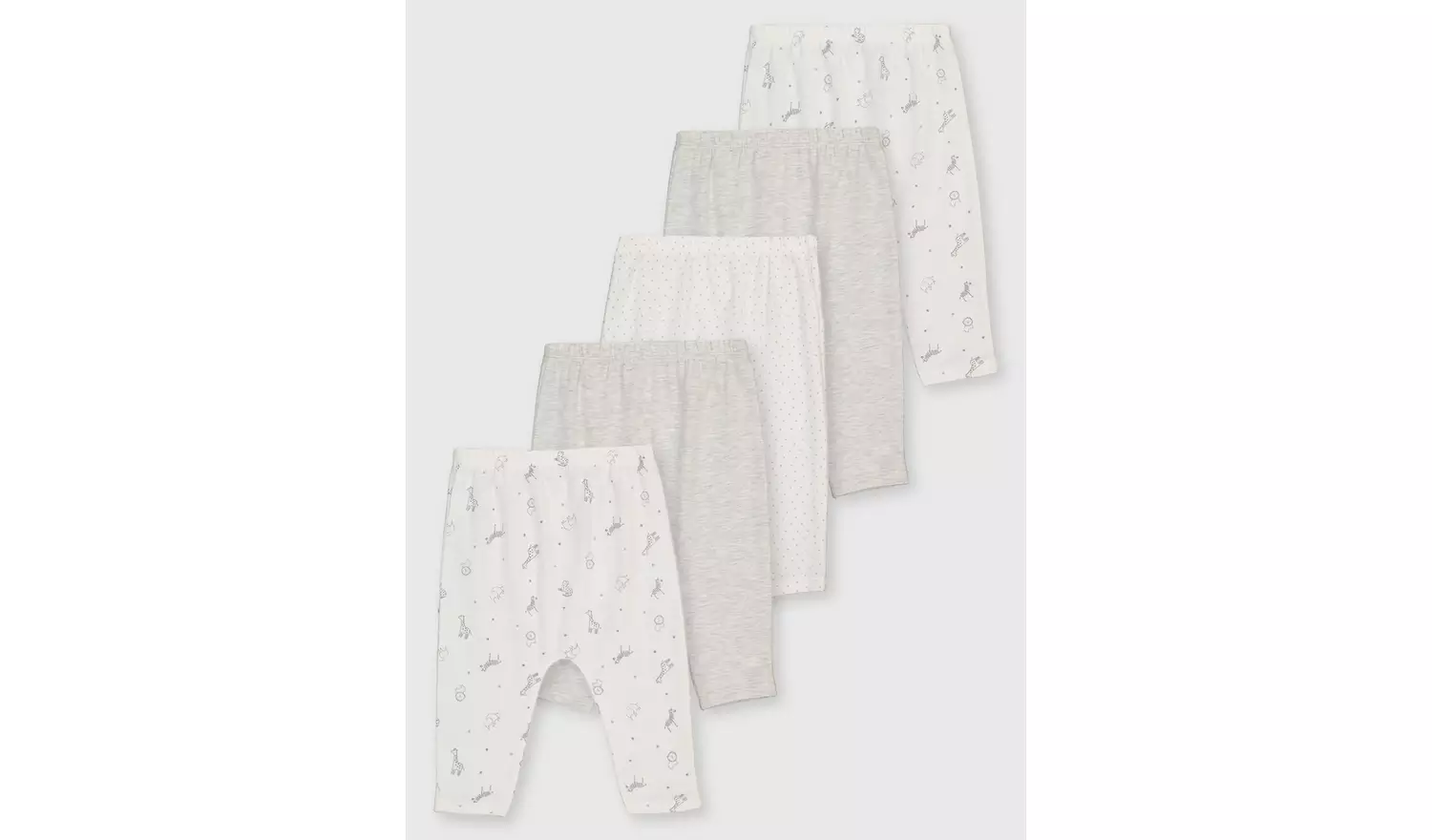 Cream Animal & Plain Leggings 5 Pack - 6-9 months