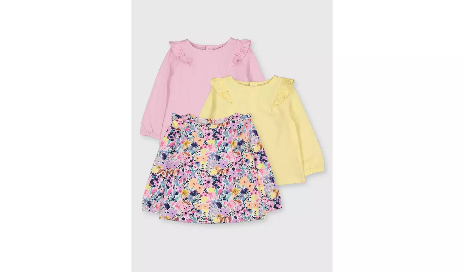 Floral Pastel Long Sleeve Tops 3 Pack - 3-6 months