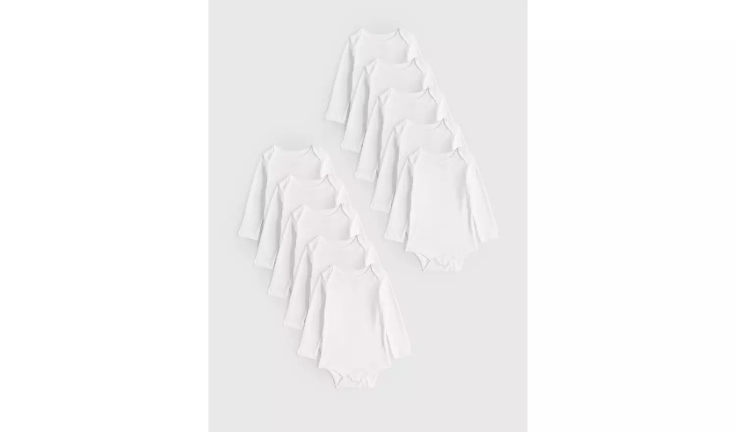 White Long Sleeve Bodysuit 10 Pack 6-9 months