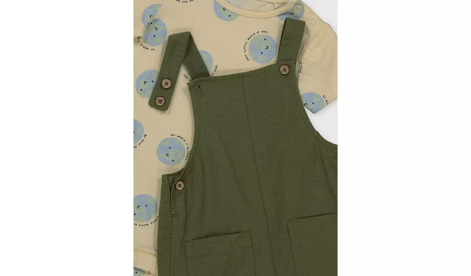 Khaki Bibshorts & Bodysuit - Up to 3 mths