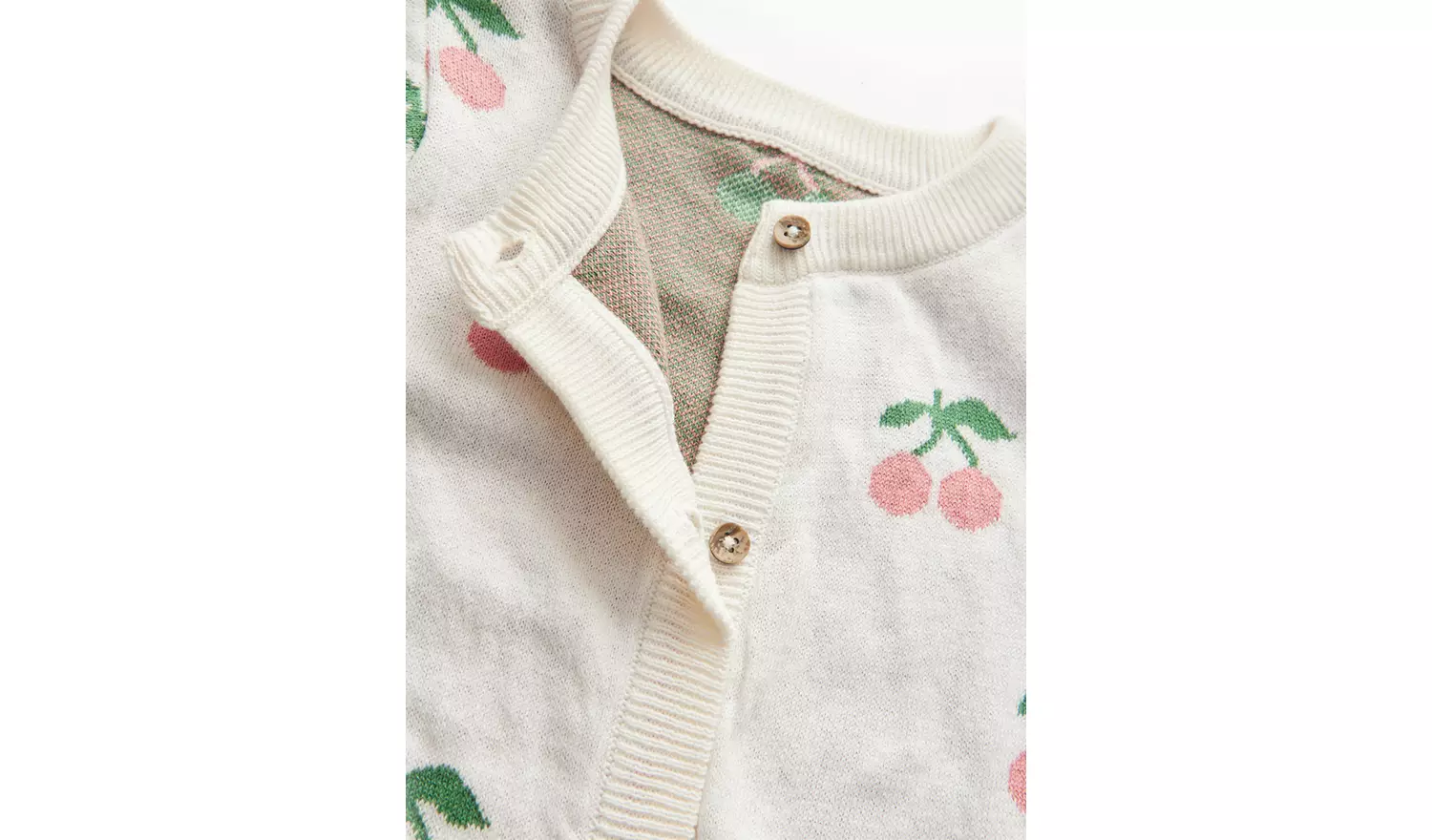 Beige Cherry Print Knitted Cardigan & Shorts Set 12-18 months