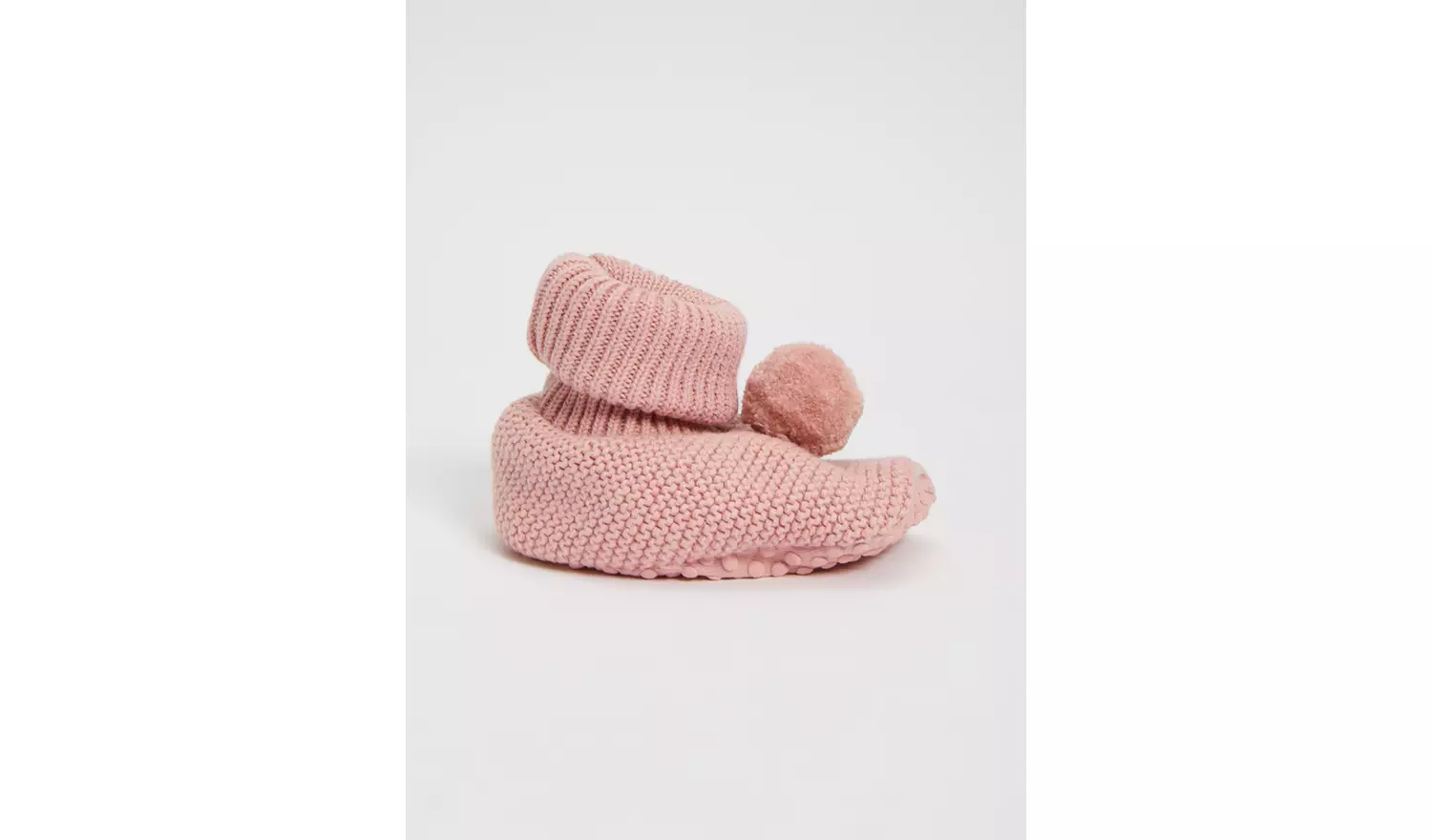 Pink Pom Pom Knitted Booties - Up to 3 mths