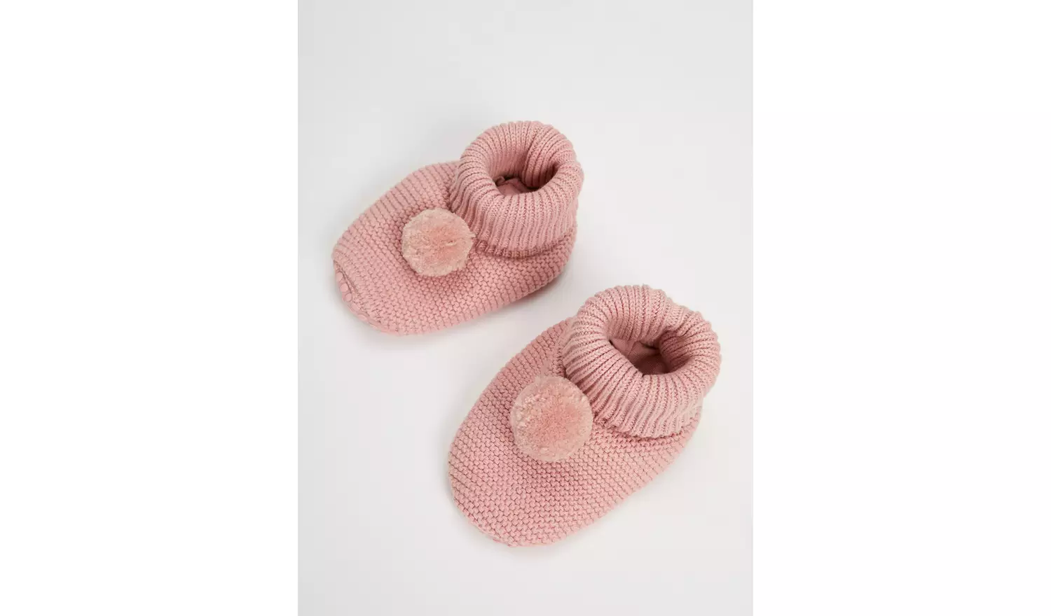 Pink Pom Pom Knitted Booties - 6-9 months