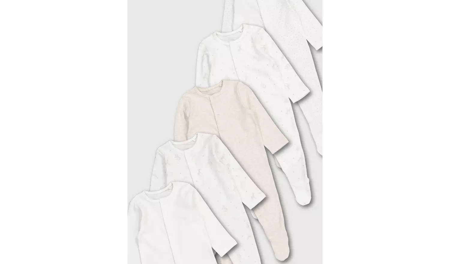 Safari Print Sleepsuits 5 Pack - Tiny Baby