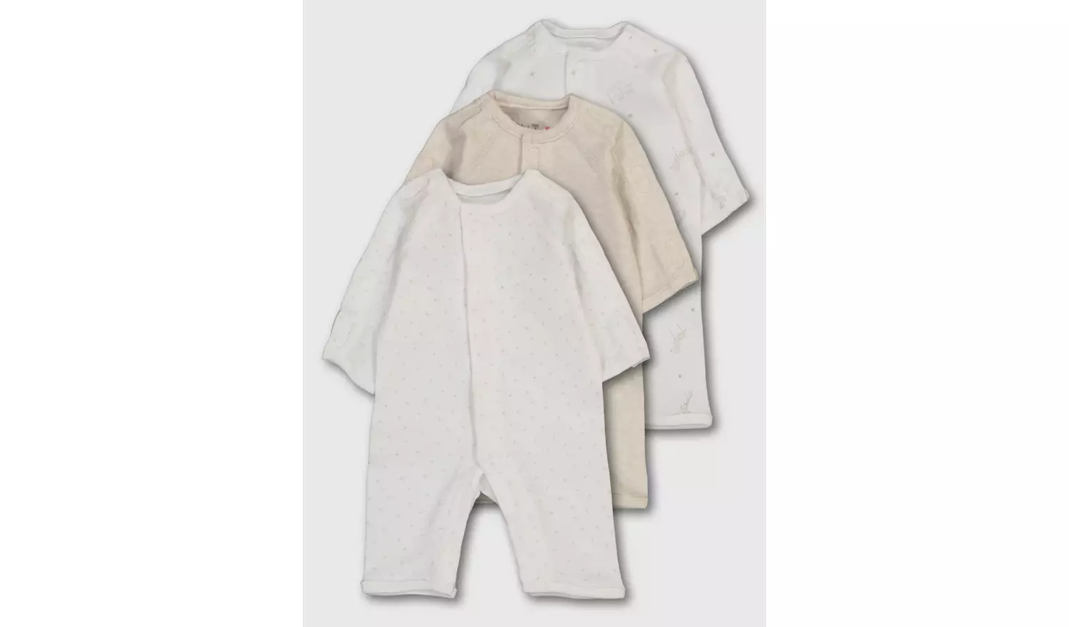 White Print Premature Sleepsuit 3 Pack - 4lbs - 1.8kg