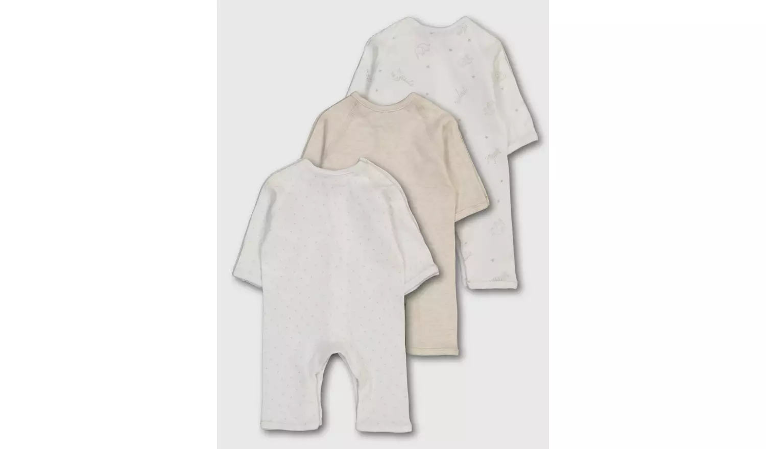 White Print Premature Sleepsuit 3 Pack - 2lbs - 0.9kg