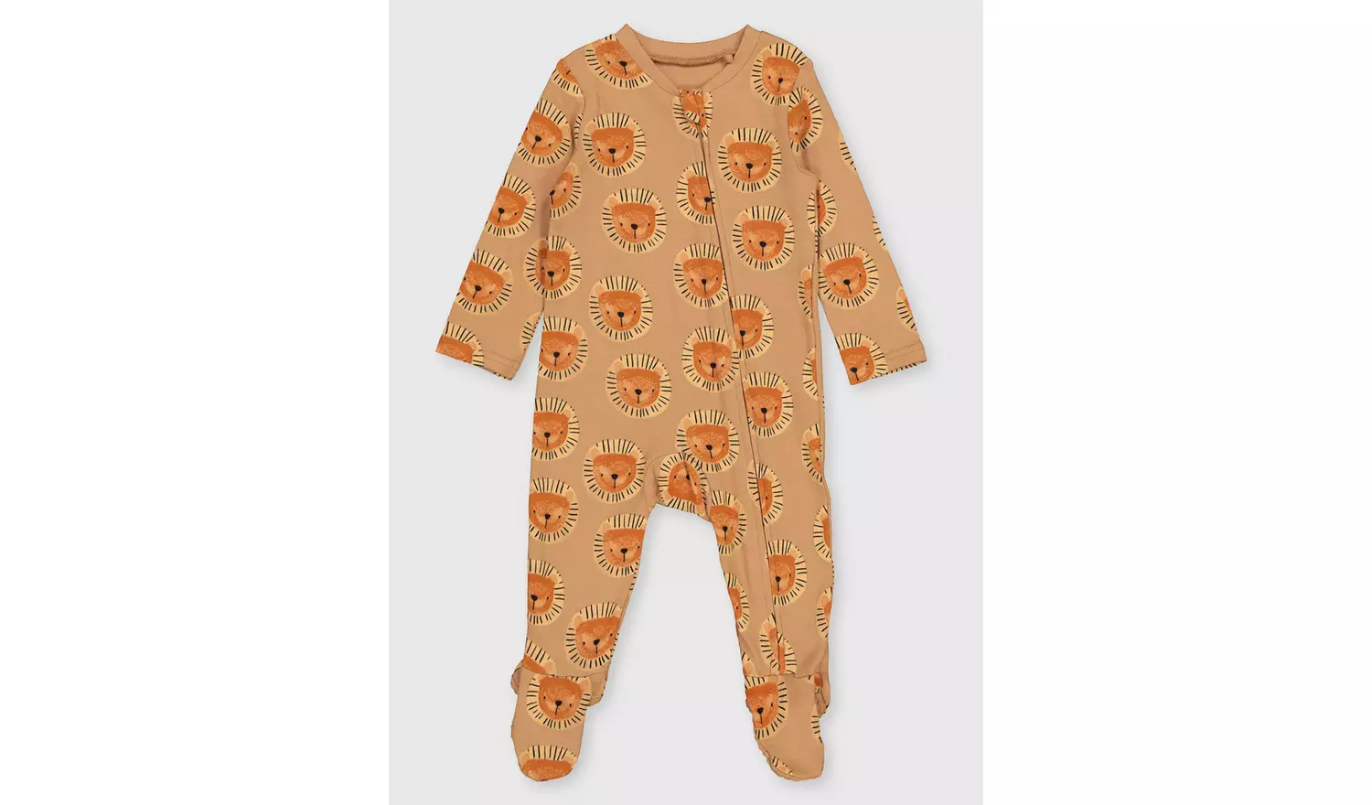 Lion Print Orange Sleepsuit - Newborn