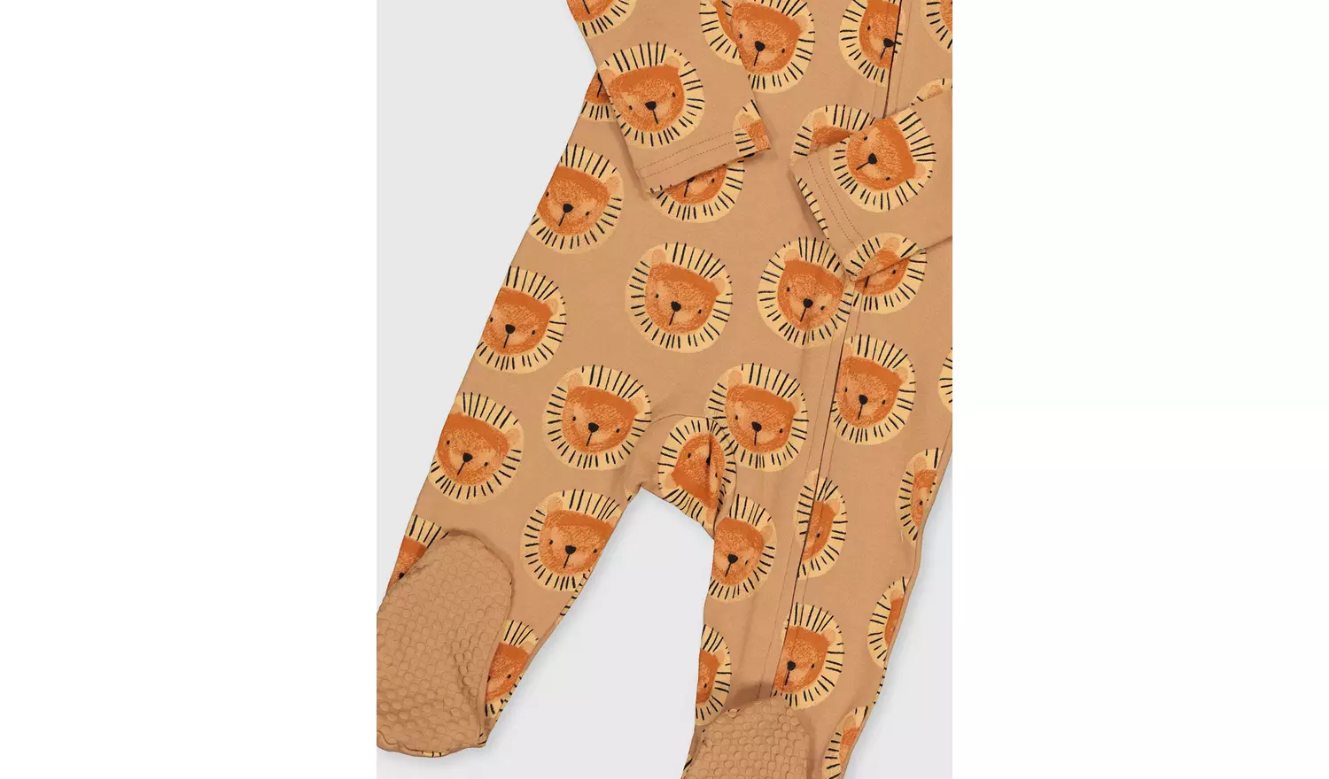 Lion Print Orange Sleepsuit - Newborn