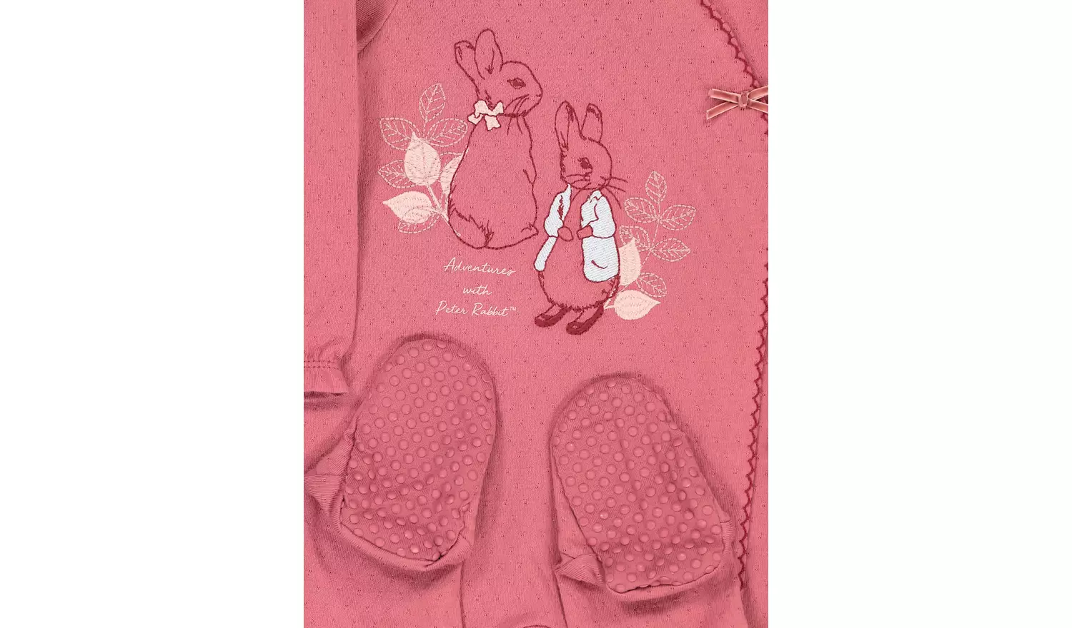 Peter Rabbit Pink Embroidered Sleepsuit - Newborn