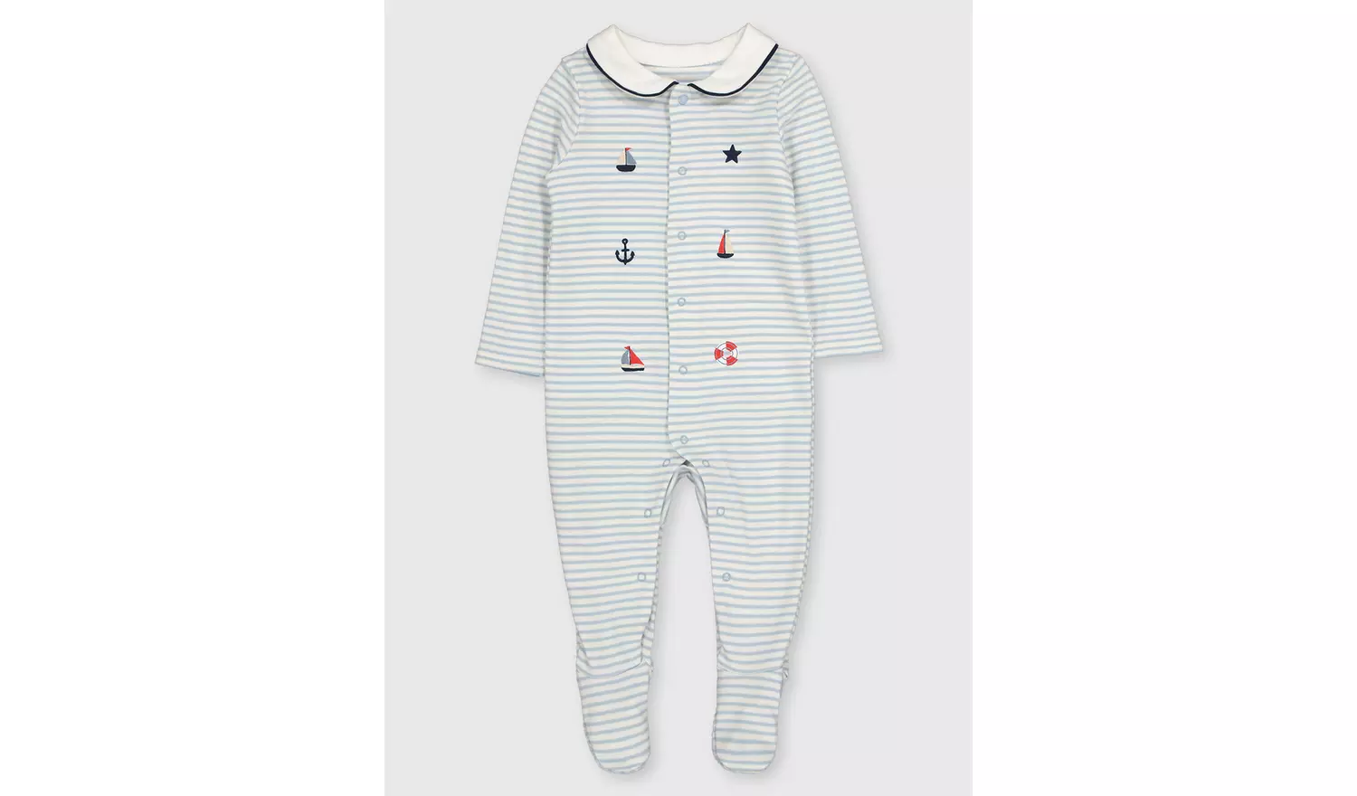 Blue Stripe Nautical Sleepsuit - Newborn