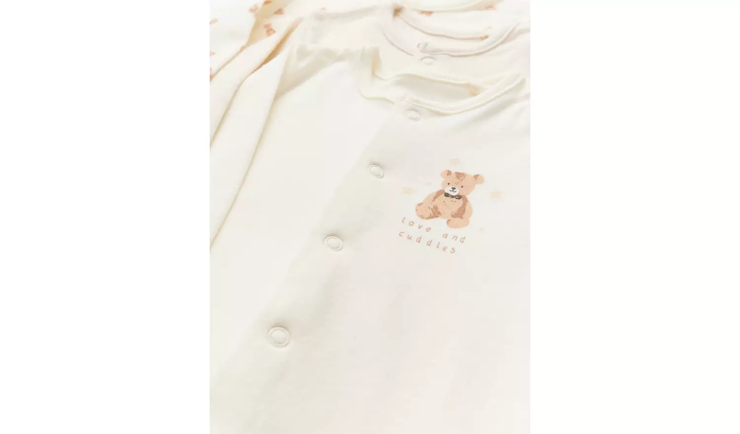 Cream Bear Print Sleepsuits 5 Pack 3-6 months