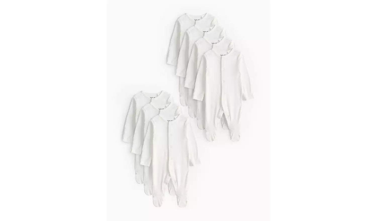 White Long Sleeve Sleepsuits 7 Pack Up to 3 mths