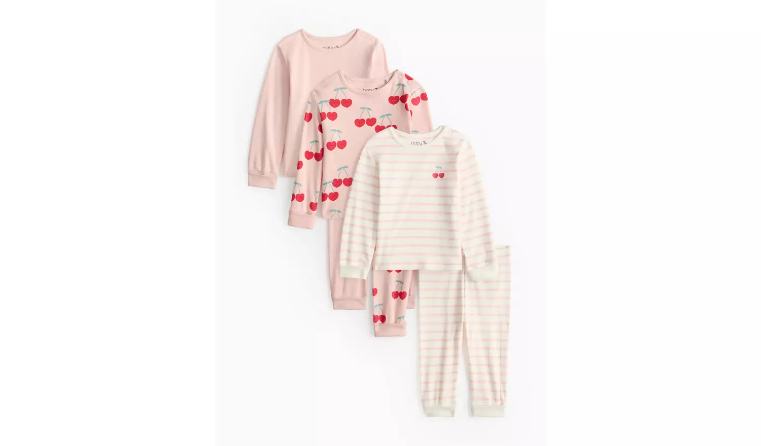 Pink Cherry Print Pyjama Set 3 Pack6-9 months