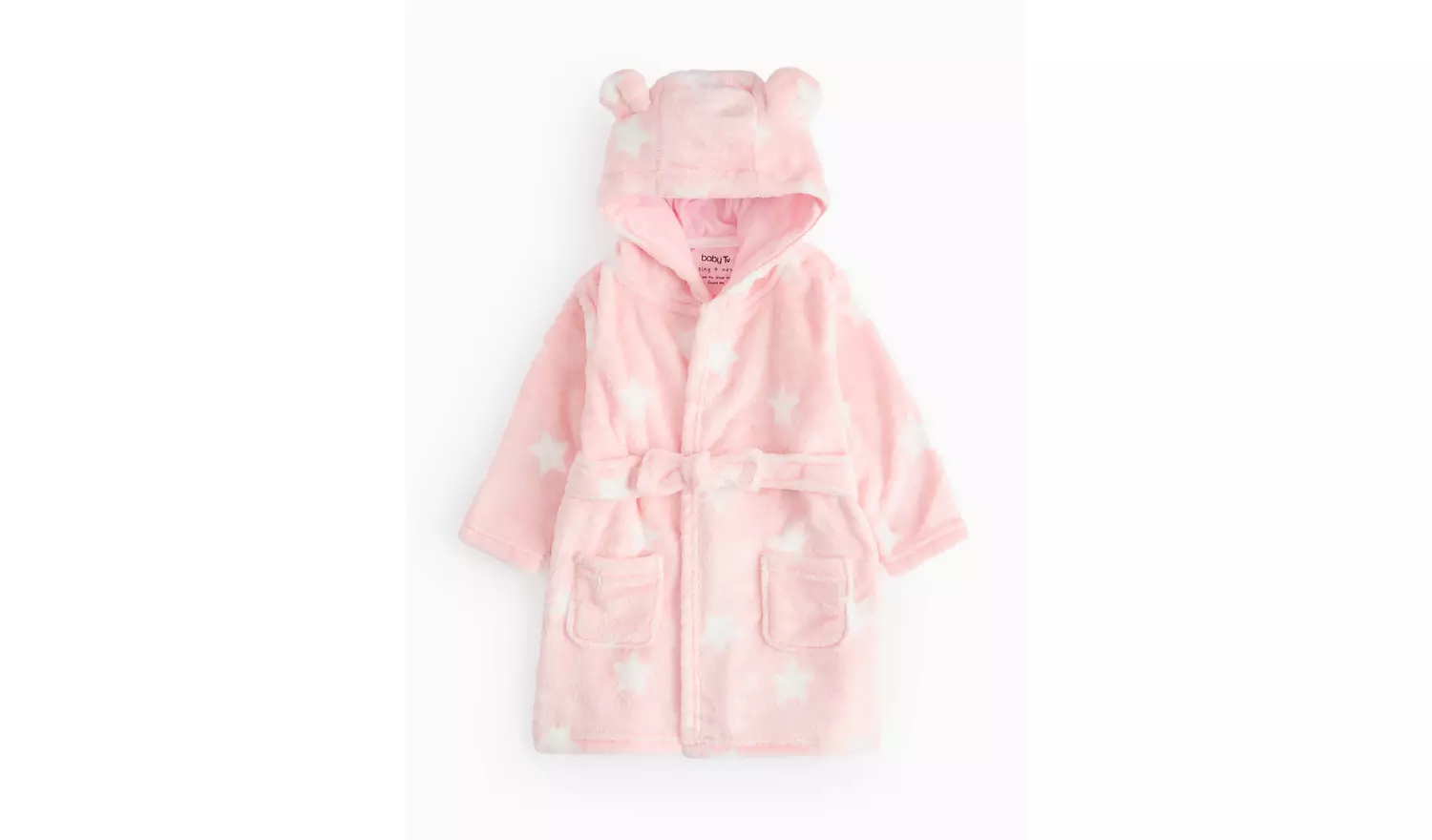 Pink Star Print Fleece Dressing Gown 3-6 months