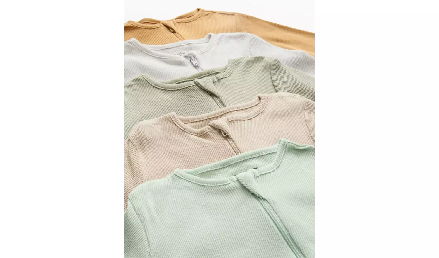 Ribbed Two-Way Zip Sleepsuit 5 Pack Newborn