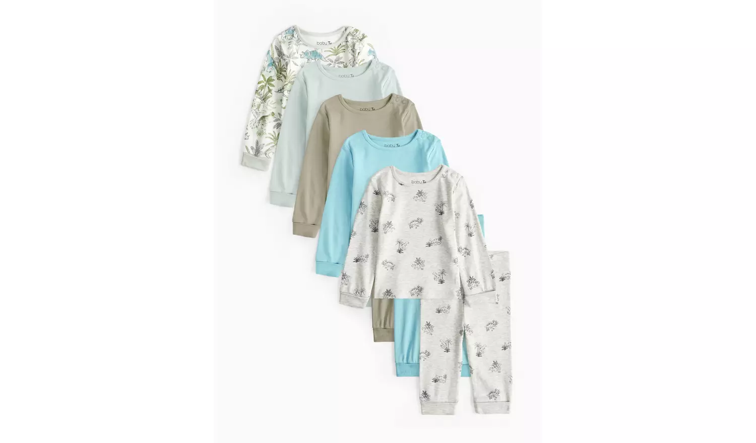 Dino Print Long Sleeve Pyjama Sets 5 Pack 18-24 months