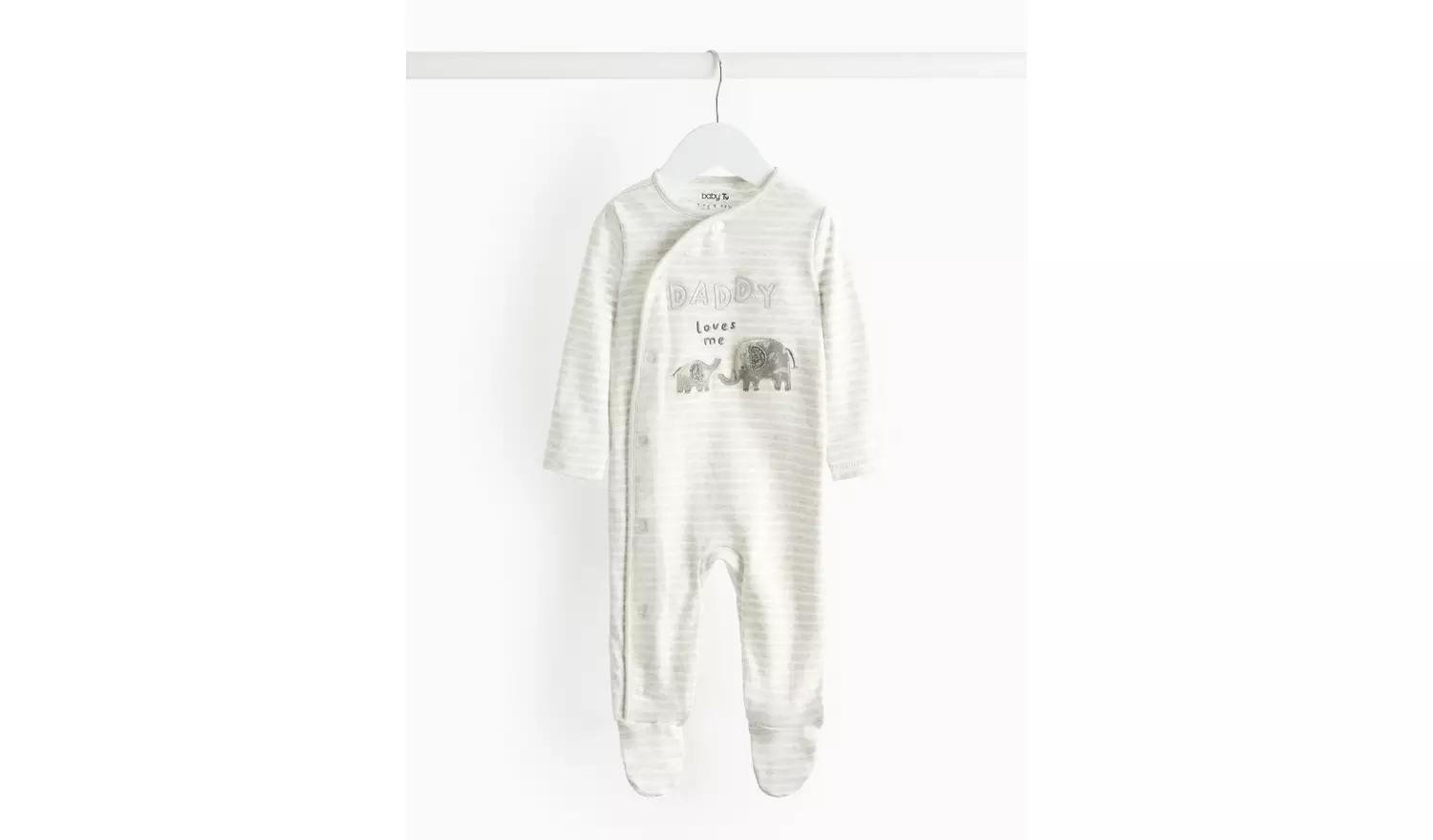 Grey Stripe Daddy Loves Me Slogan Sleepsuit3-6 months