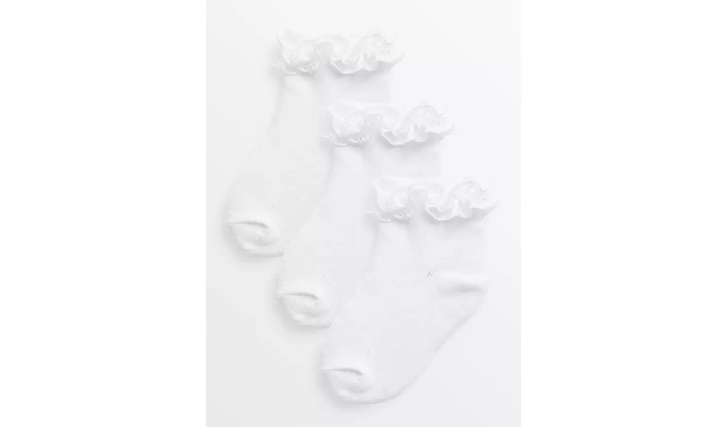 White Frill Socks 3 Pack 1-6 months