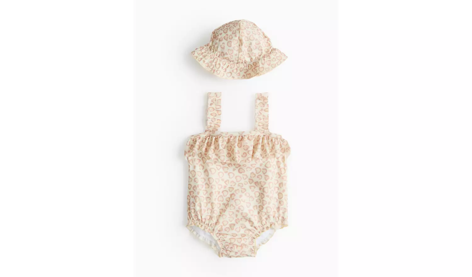 Cream Leopard Print Swimsuit & Bucket Hat 3-6 months