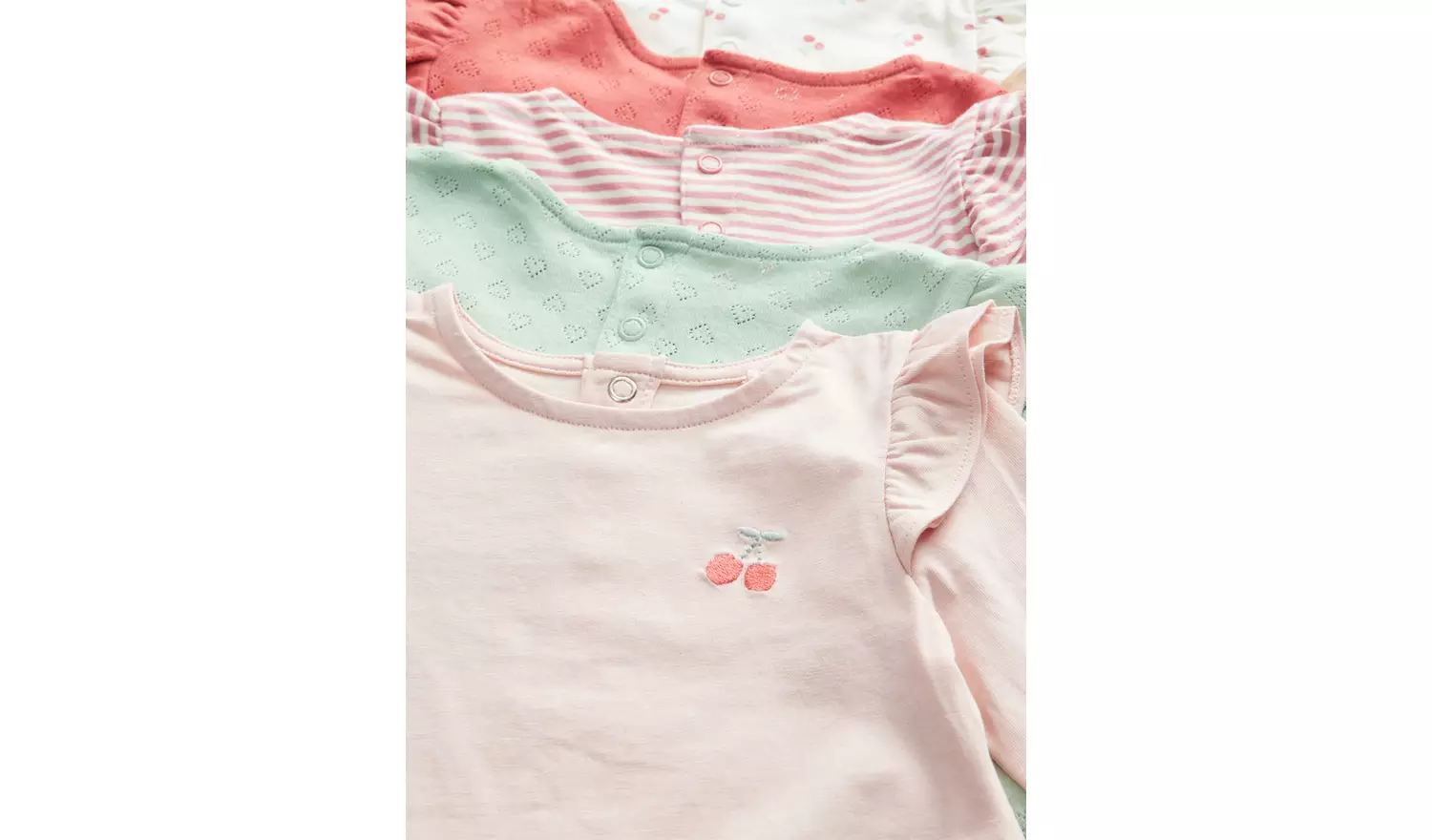 Pastel & Print Long Sleeve Frill Trim Tops 5 Pack3-6 months