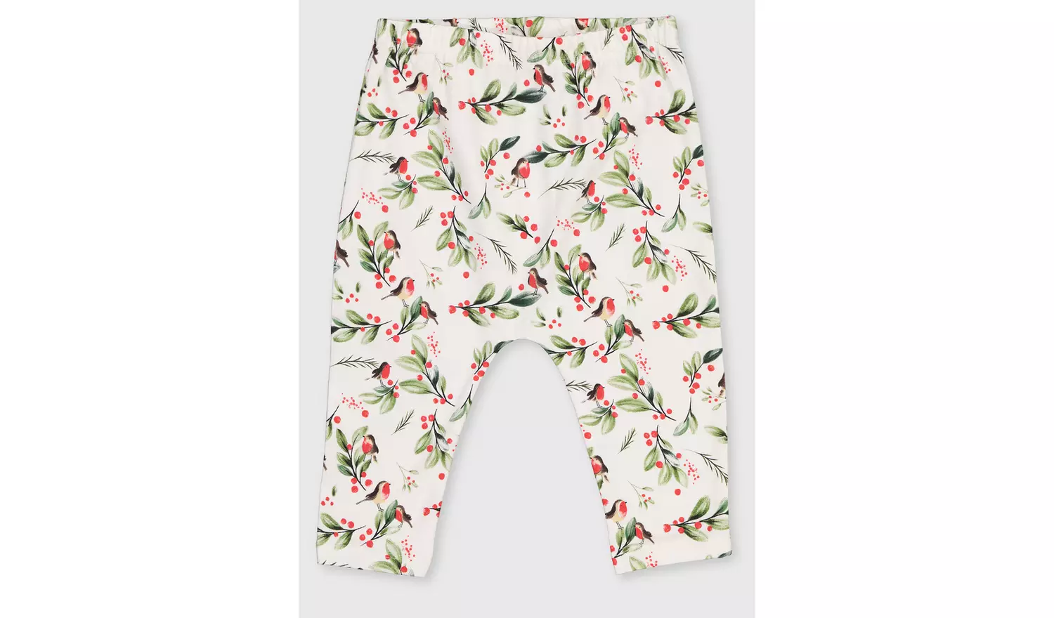 Christmas Robin & Holly Print Leggings - Up to 1 mth