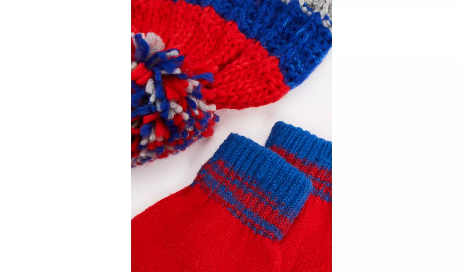 Stripe Chunky Knit Hat & Gloves - 3-5 years