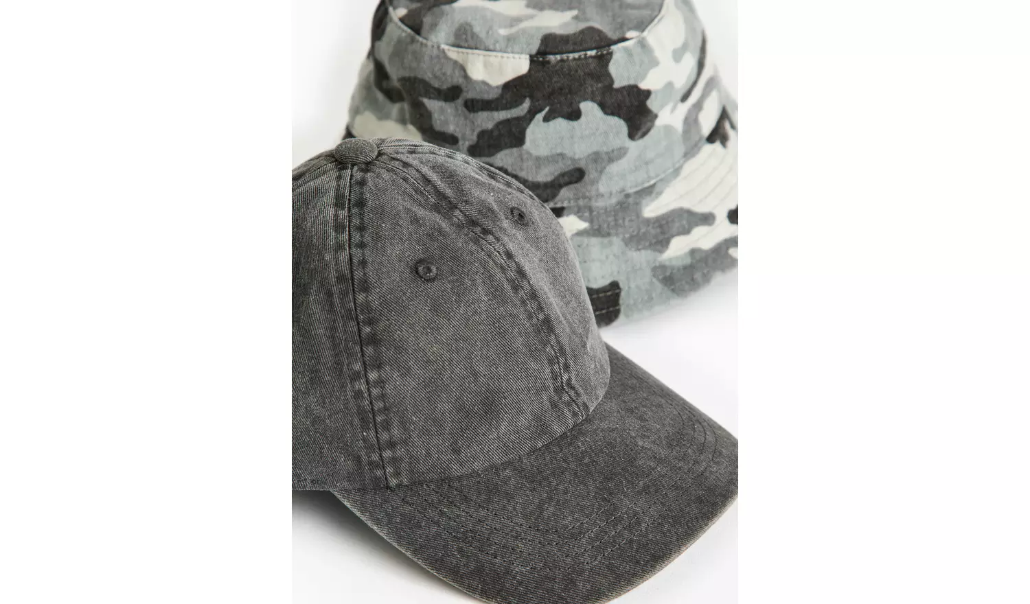 Camo Bucket Hat & Charcoal Cap 2 Pack 3-5 years