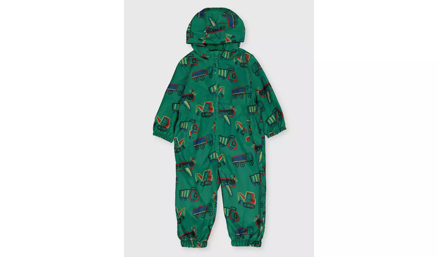 Transport Print Fleece Lined Puddlesuit - 1-1.5 years