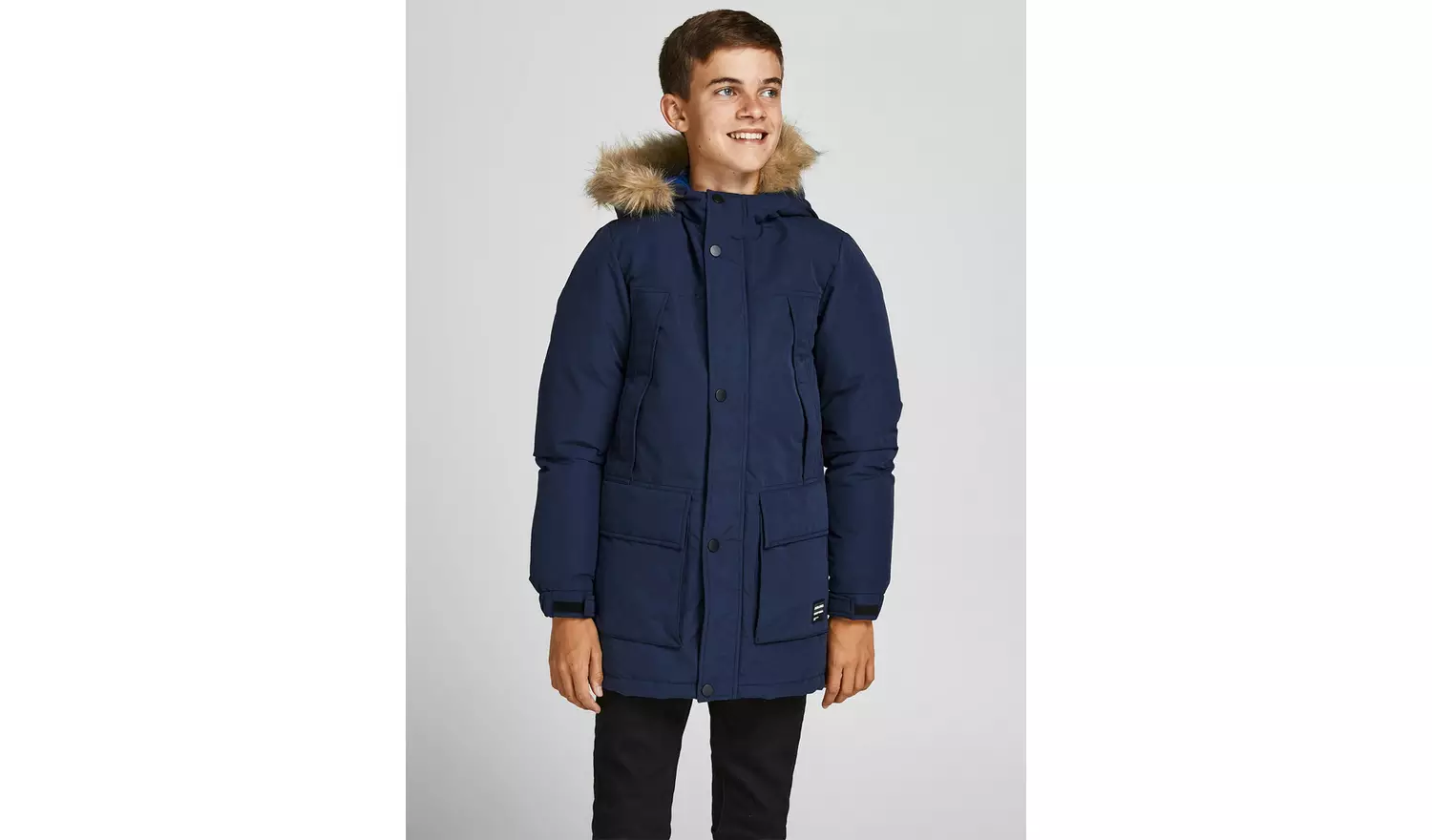 JACK & JONES Junior Navy Hooded Parka - 9-10 years