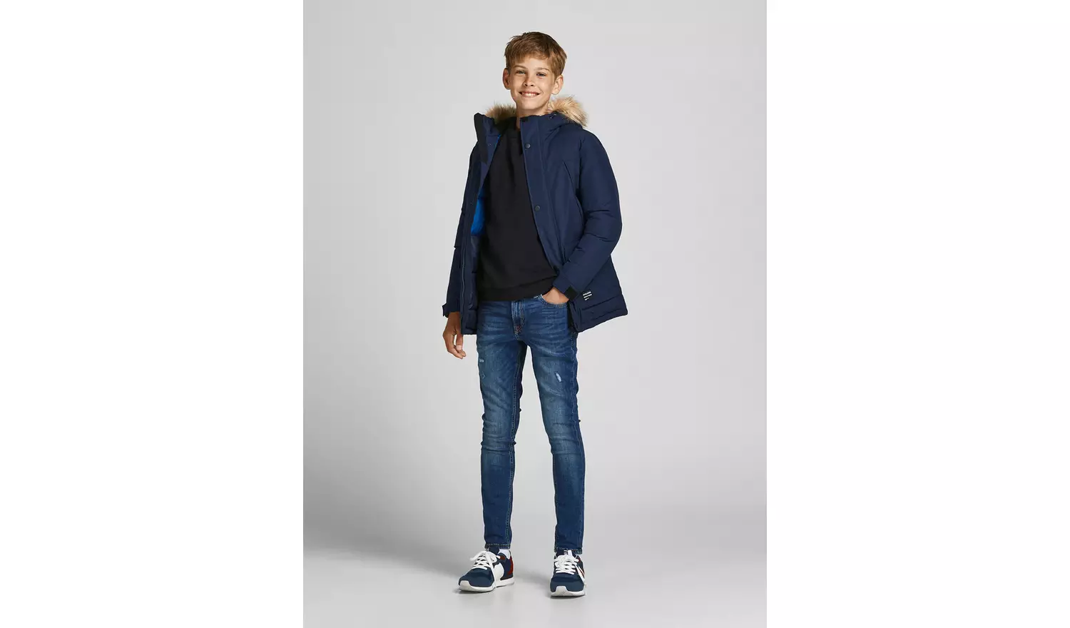 JACK & JONES Junior Navy Hooded Parka - 9-10 years