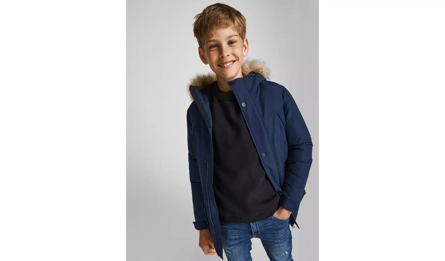 JACK & JONES Junior Navy Hooded Parka - 9-10 years