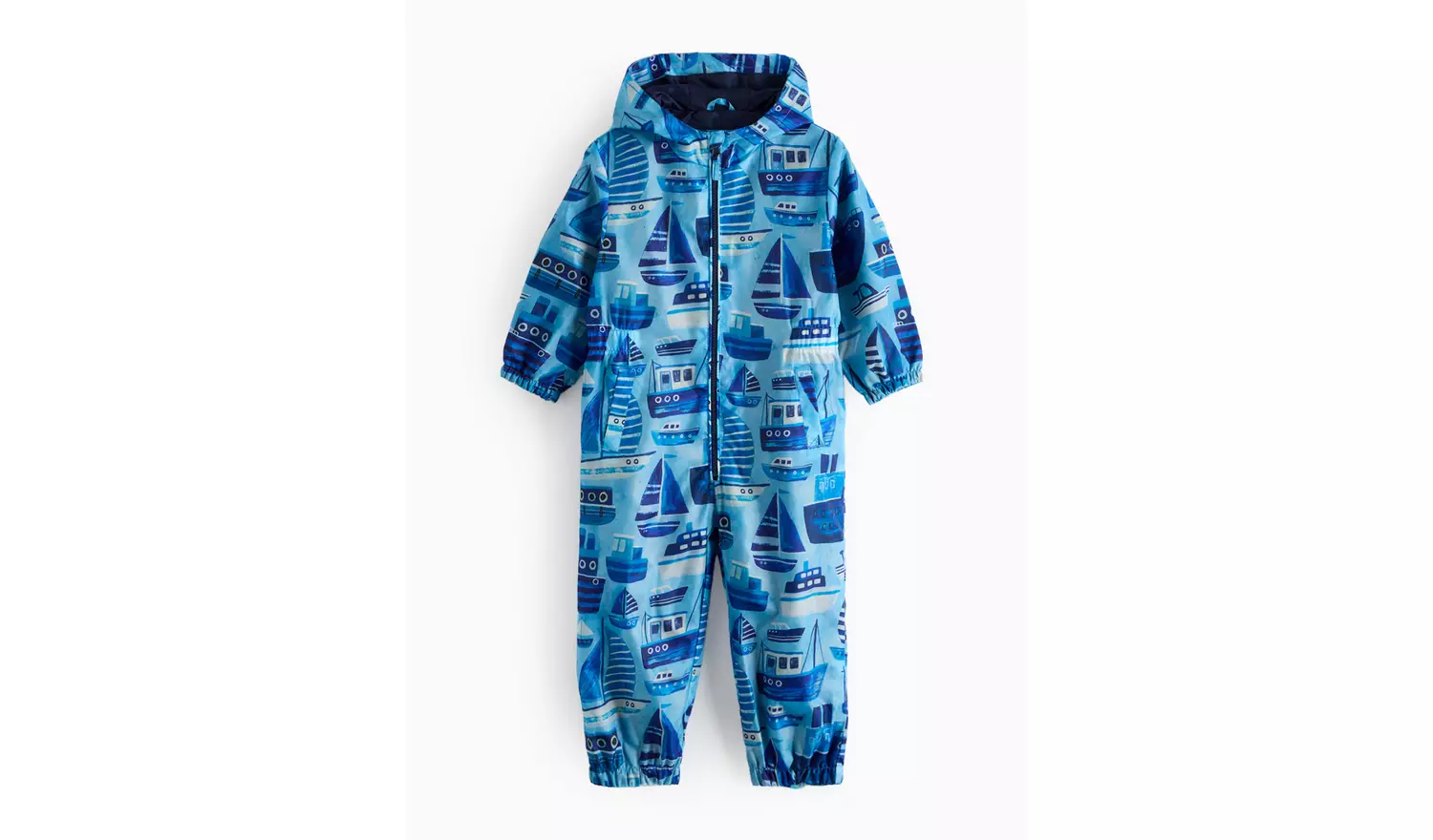 Blue Boat Printed Hooded Puddlesuit 3-4 years