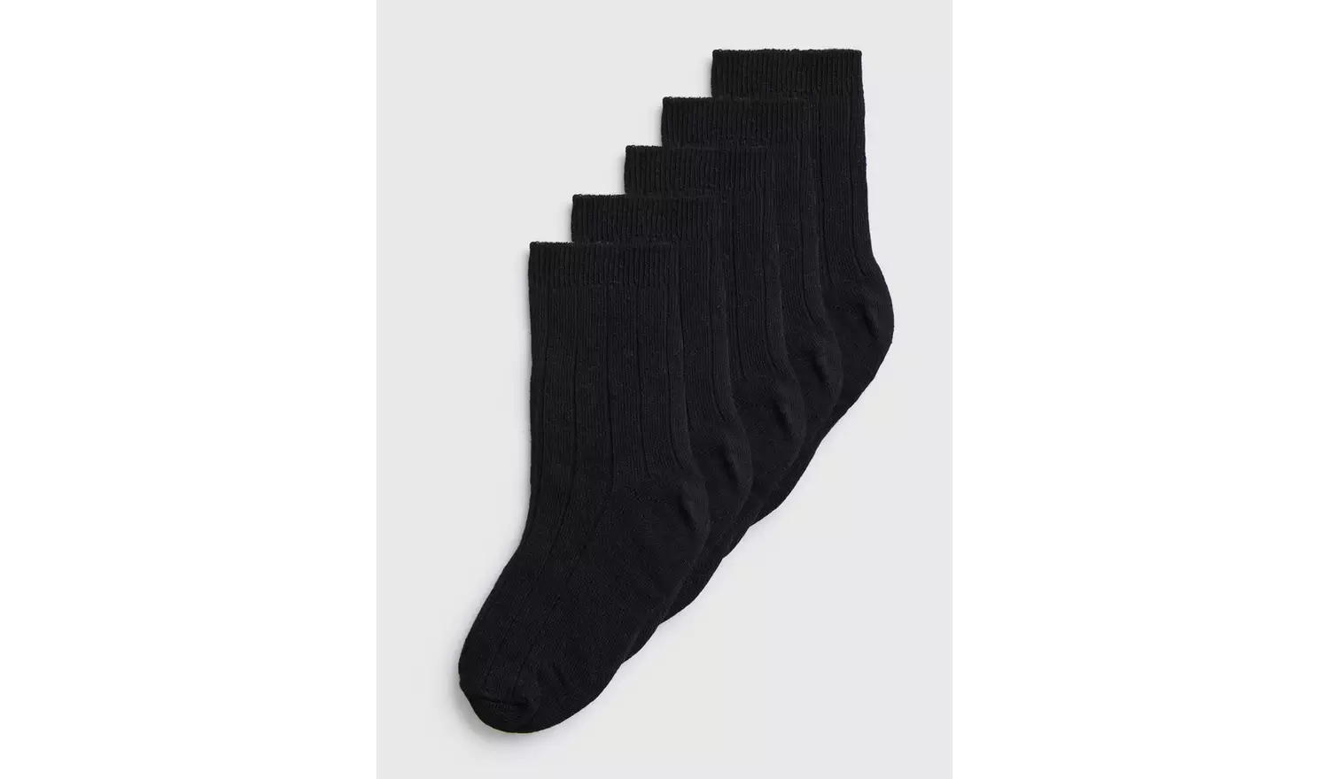 Black Ribbed Socks 5 Pack 4-6.5