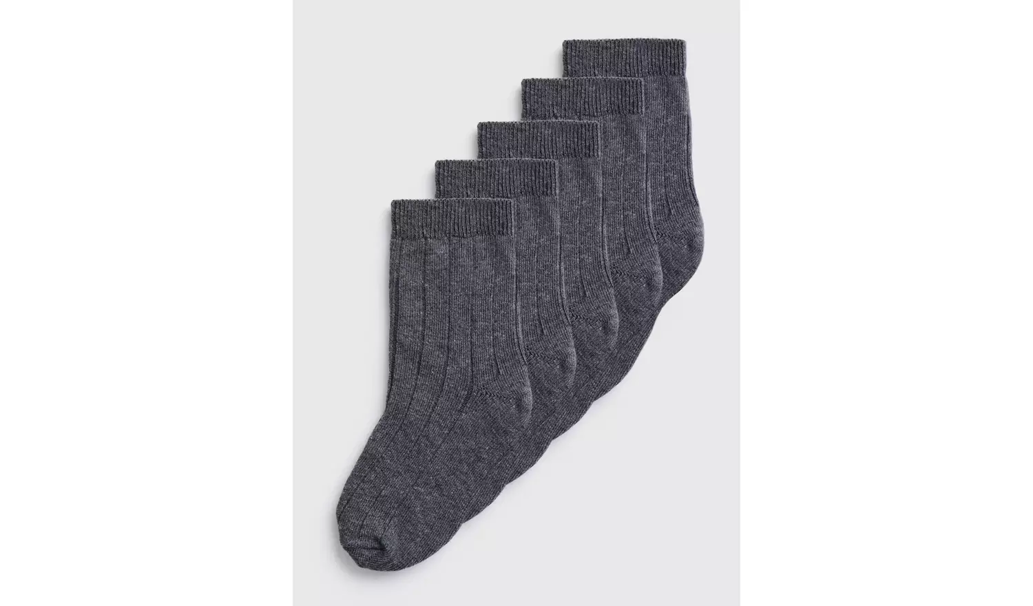 Grey Ribbed Socks 5 Pack 4-6.5