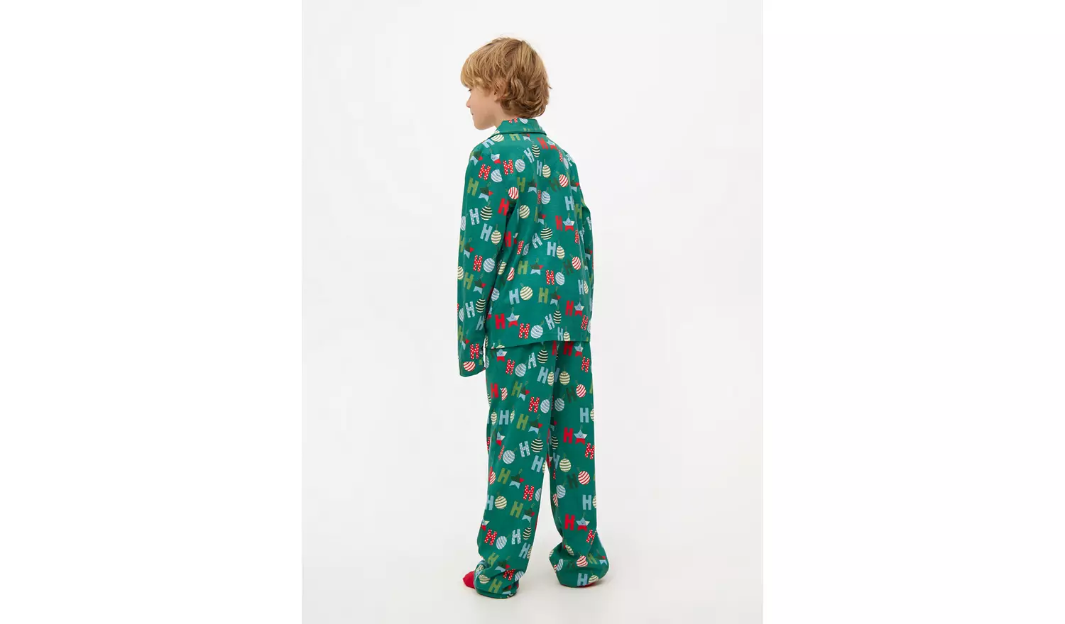 Green Ho Ho Ho Traditional Christmas Pyjamas 5-6 years
