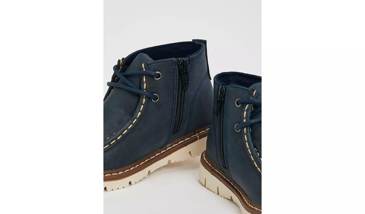 Blue Contrast Stitch Boots - 1