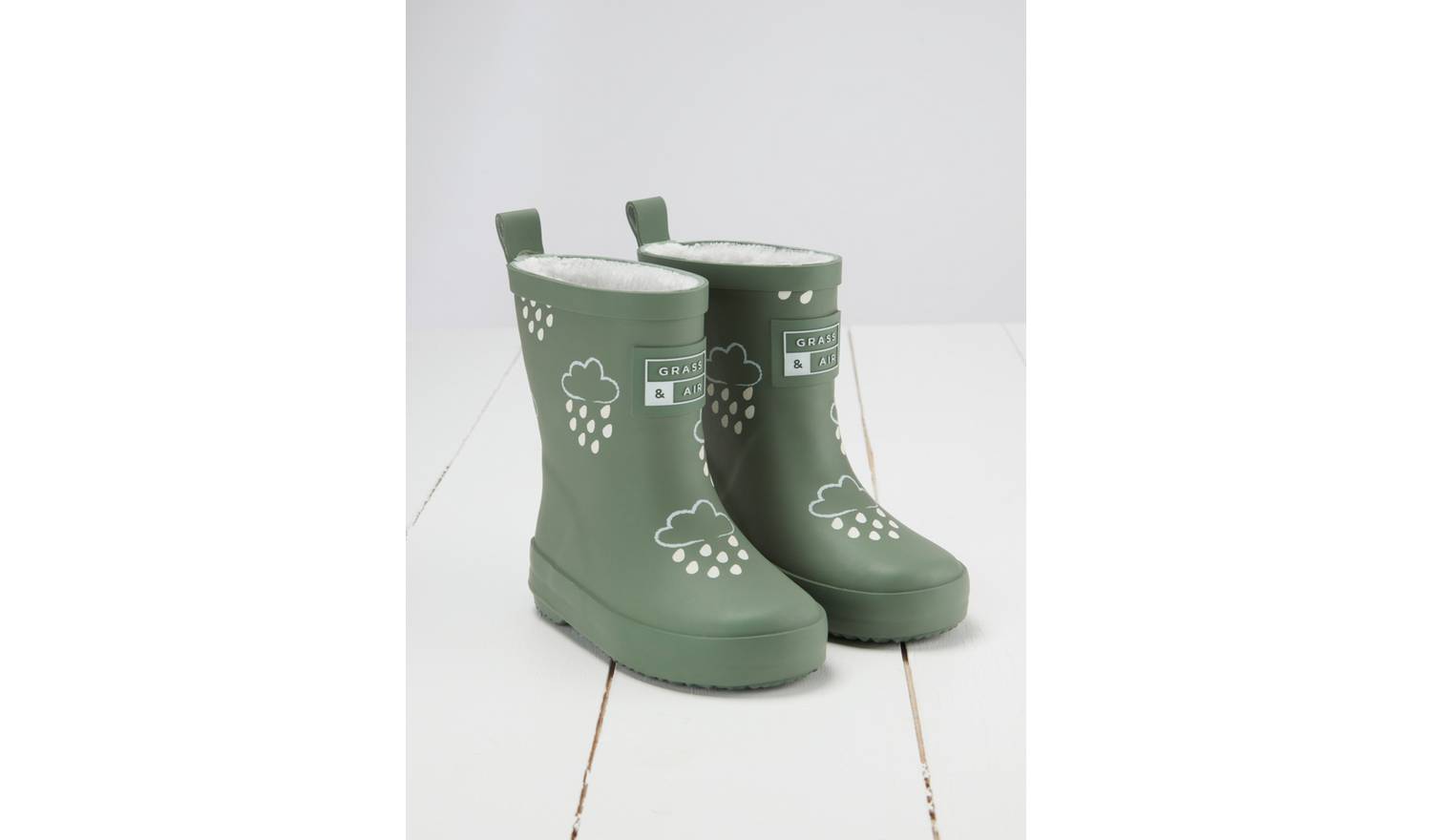 GRASS & AIR Khaki Green Colour Changing Kids Winter Wellies 6 Infant