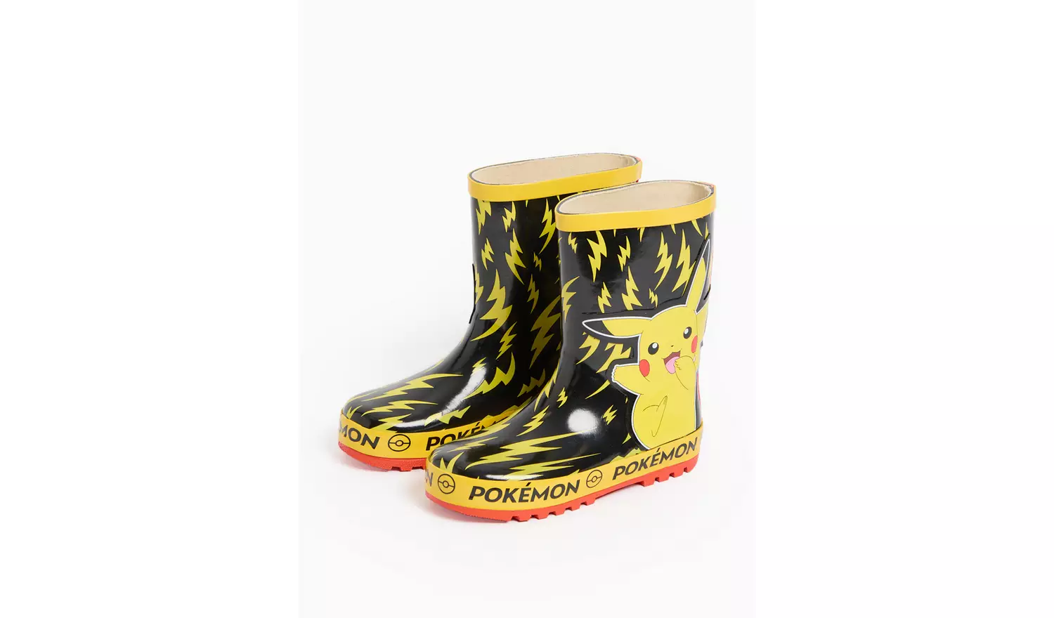 Pokemon Printed Yellow & Black Rubber Wellies 7 Infant