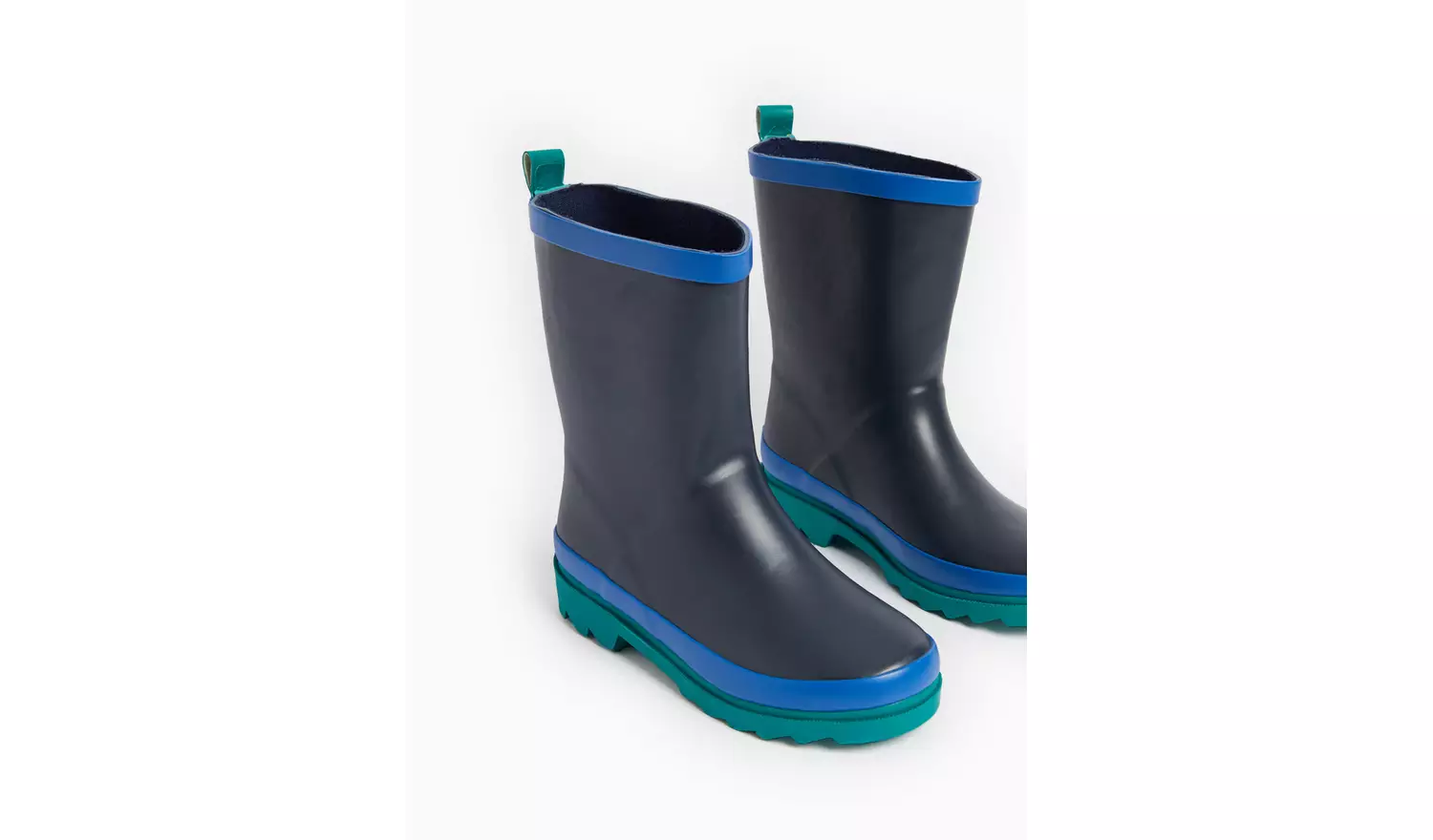Navy Colour Block Rubber Wellies 3
