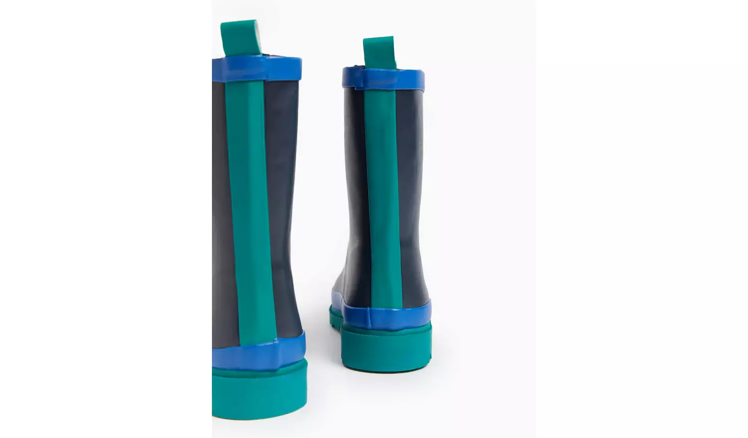 Navy Colour Block Rubber Wellies 4