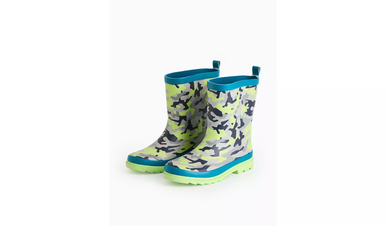 Grey Camo Neon Rubber Wellies 10 Infant